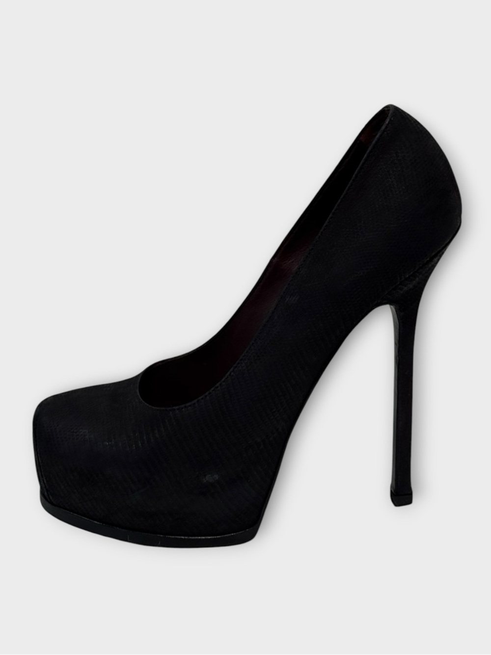 YSL Yves Saint Laurent Tribtoo Textured Leather Platform Pumps